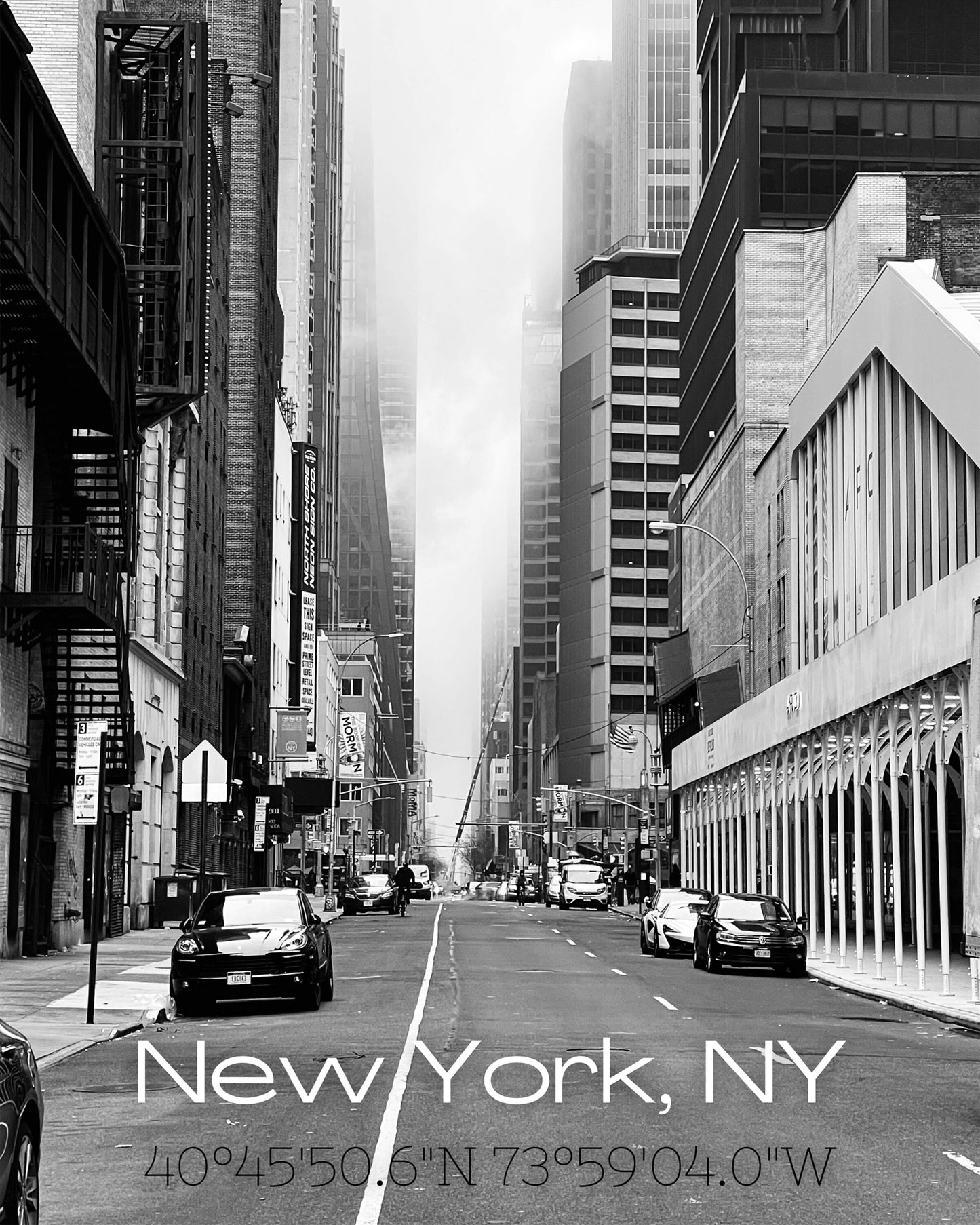 New York, Wall Art, Digital Download, Foggy NYC, Coordinates, Home Decor, 11x17, 16x20 print out